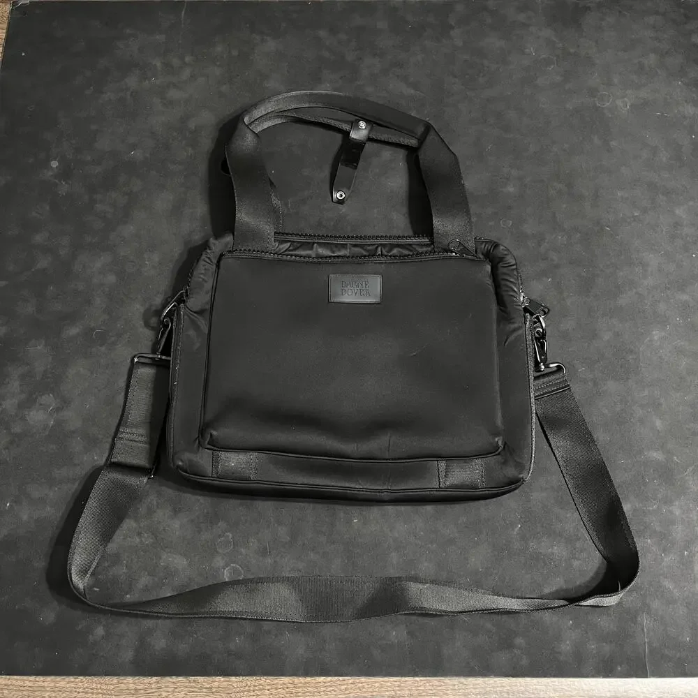 Dagne Dover Laptop Bag Womens Medium Black Neoprene Work Tote Shoulder Crossbody